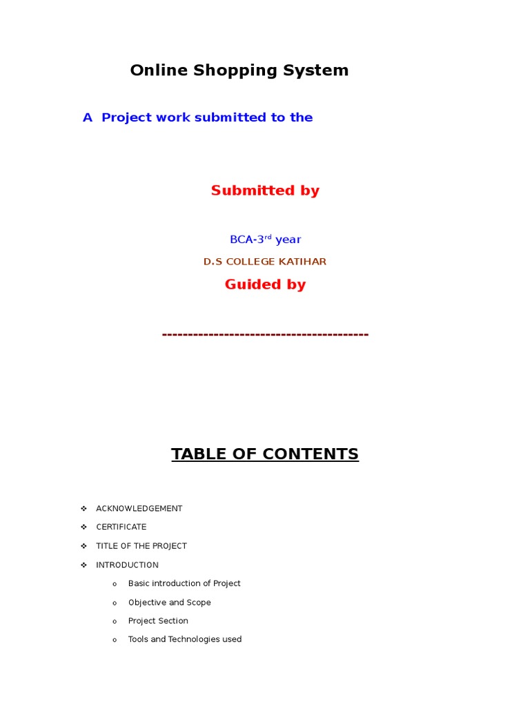 Online Shopping System Project Overview | PDF | Microsoft Sql Server ...