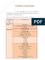 Curso Ciências e Tecnologias