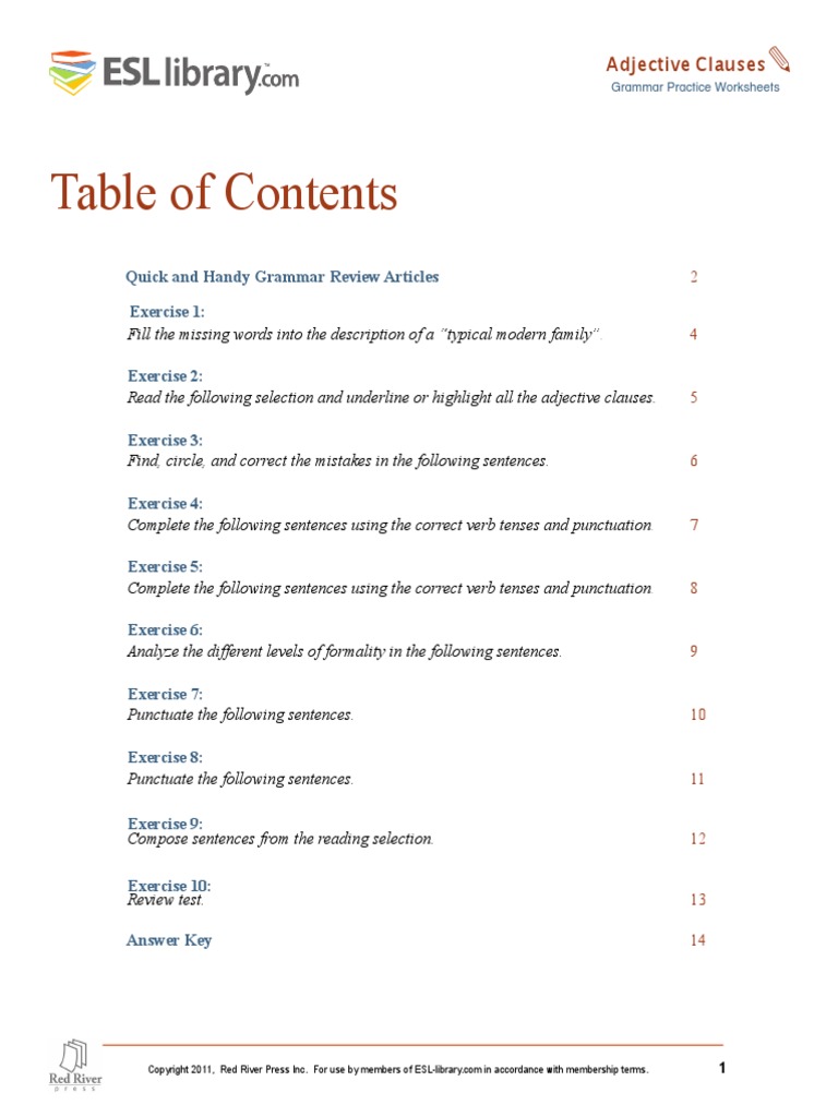 Adjective Clauses PDF | PDF | Language Arts & Discipline | Foreign ...