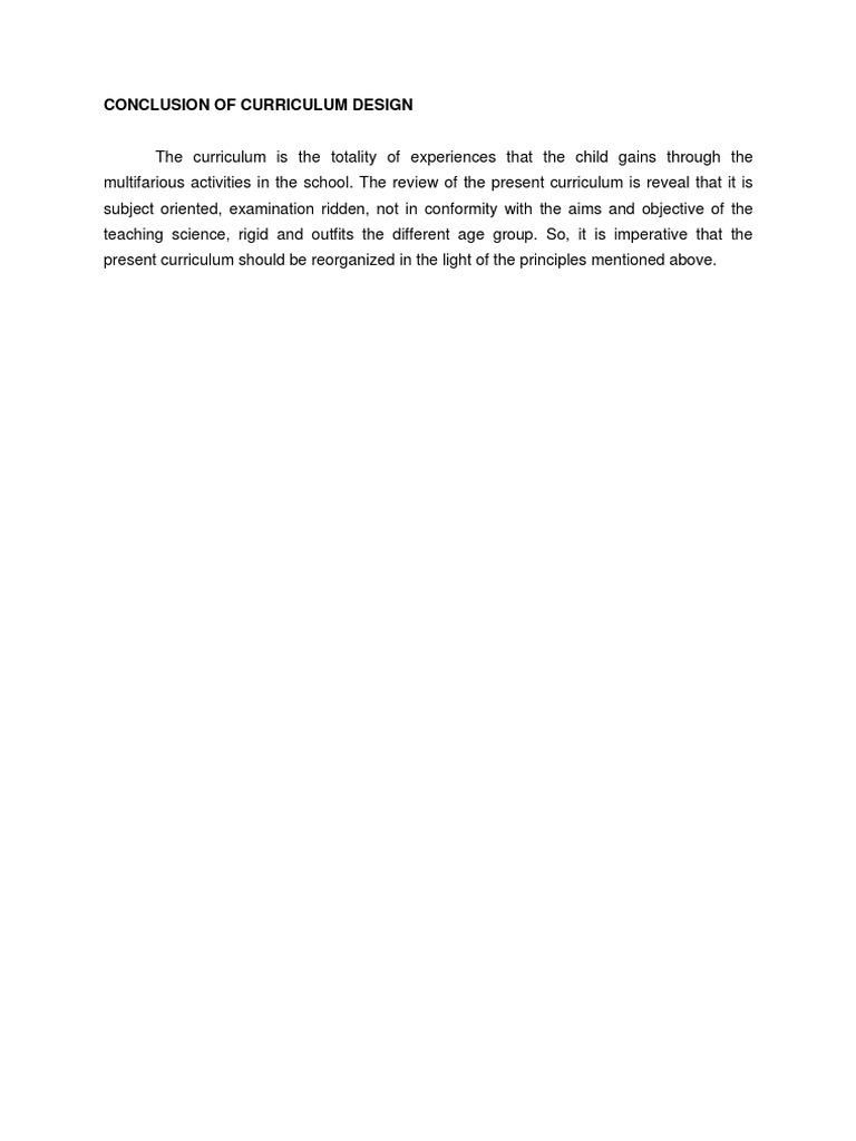 Curriculum Design Conclusion Insights | PDF