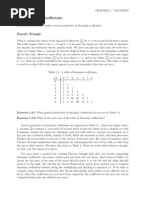 1.3 Binomial Coe Cients: Pascal's Triangle