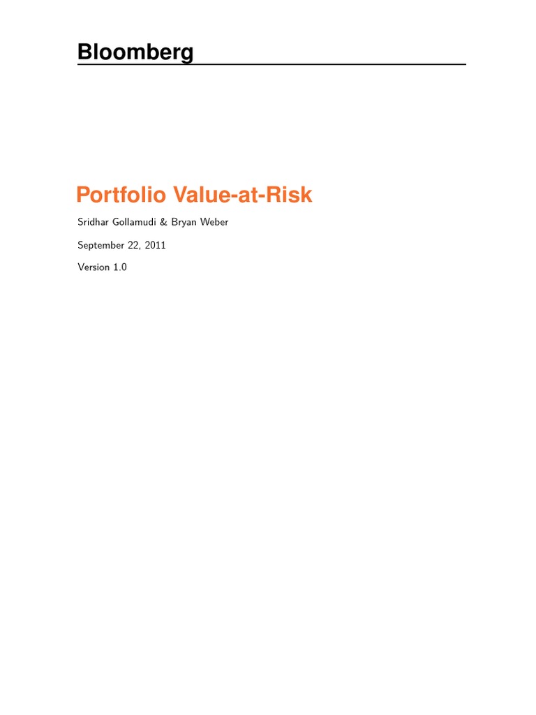 Bloomberg VaR 2064580 | PDF | Value At Risk | Greeks (Finance)