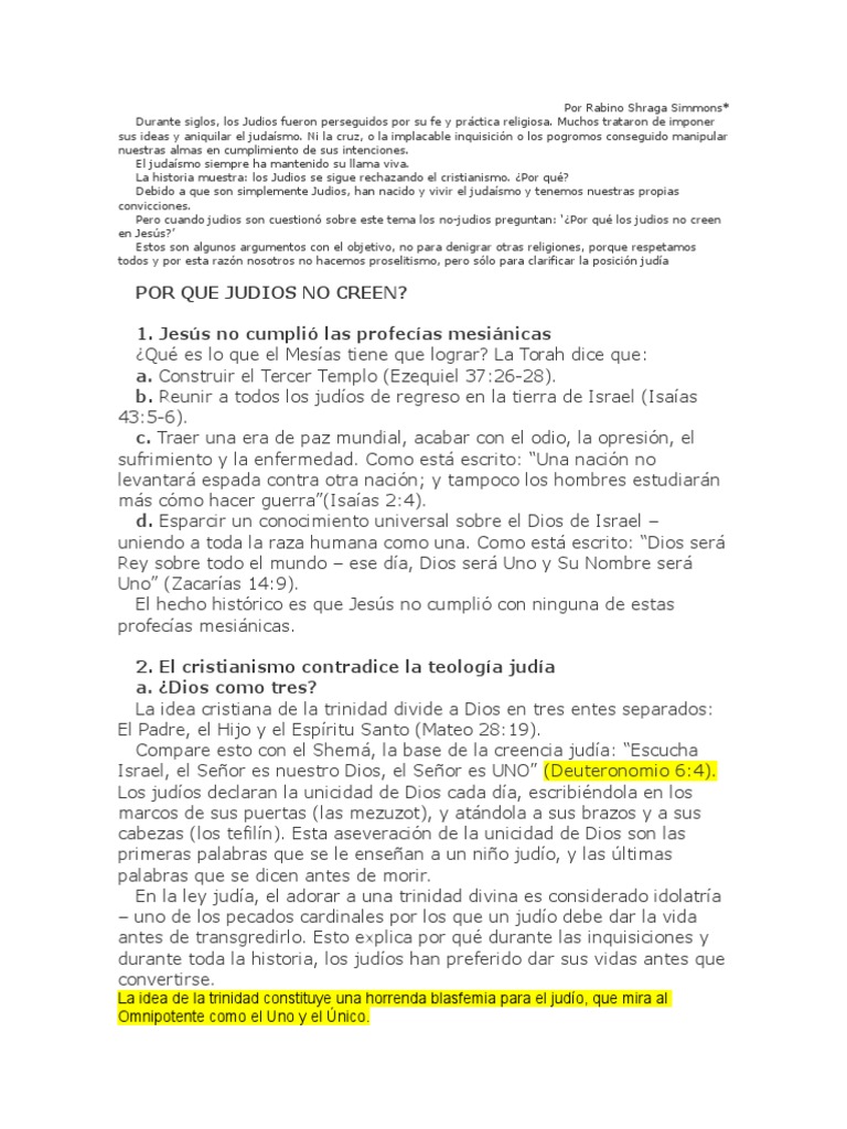 Razones por las que los judíos no creen en Jesús | PDF | Mesías | Jesús