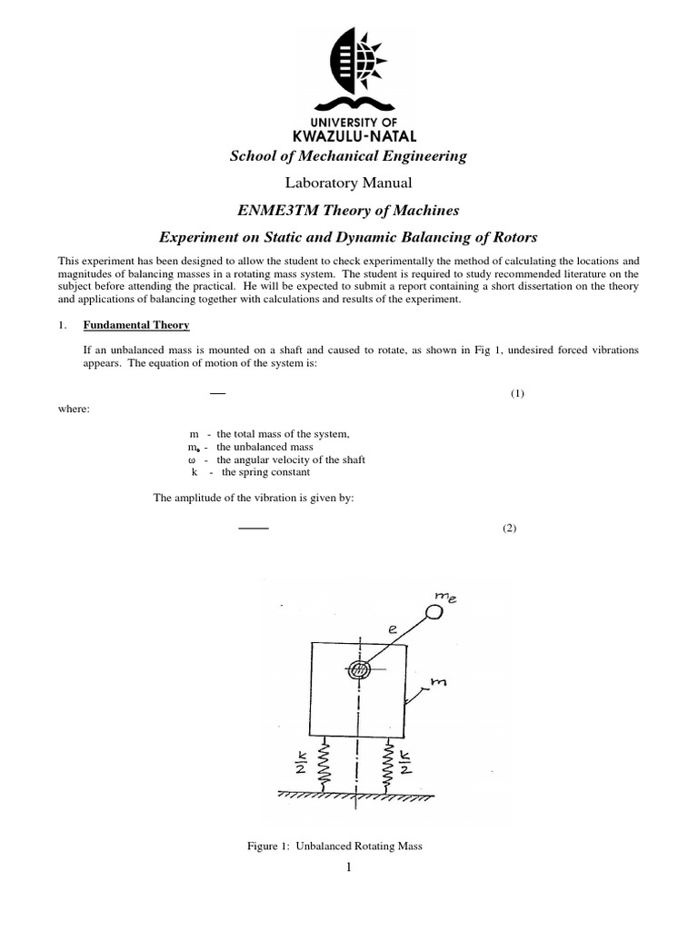 Static and Dynamic Balancing of Rotors | PDF | Rotation Around A Fixed ...