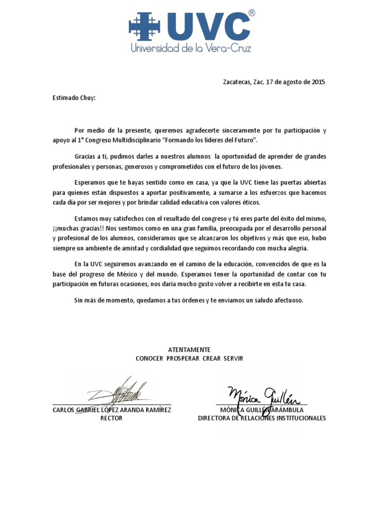 Agradecimiento por apoyo en congreso | PDF | Salud y bienestar