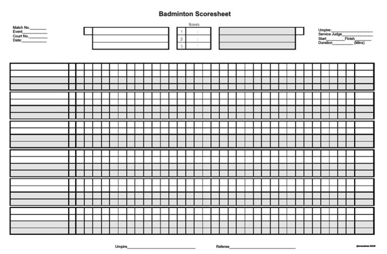 Score Sheet Badminton