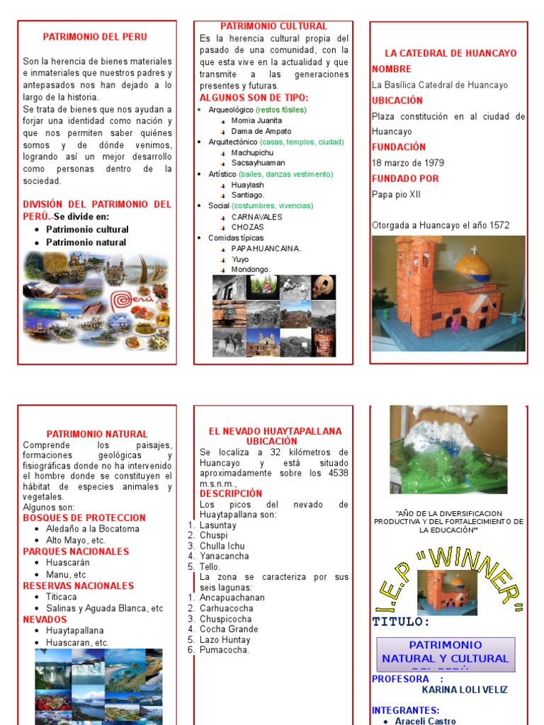 Patrimonio Cultural y Natural Del Peru TRIPTICO CON CARATULA | PDF