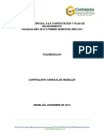 Contratación y Plan de Mejoramiento TELEMEDELLIN 2012 y 2013