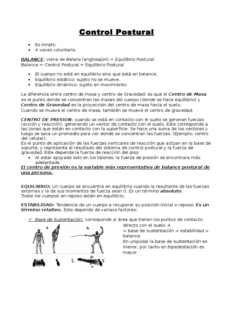 Control Postural PDF | PDF | Movimiento (física) | Science