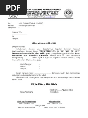 Contoh Surat Undangan Seminar Pdf