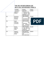 Grupos de Seminários de Bioquímica Da Atividade Física - Ed. Física - 8o. Termo