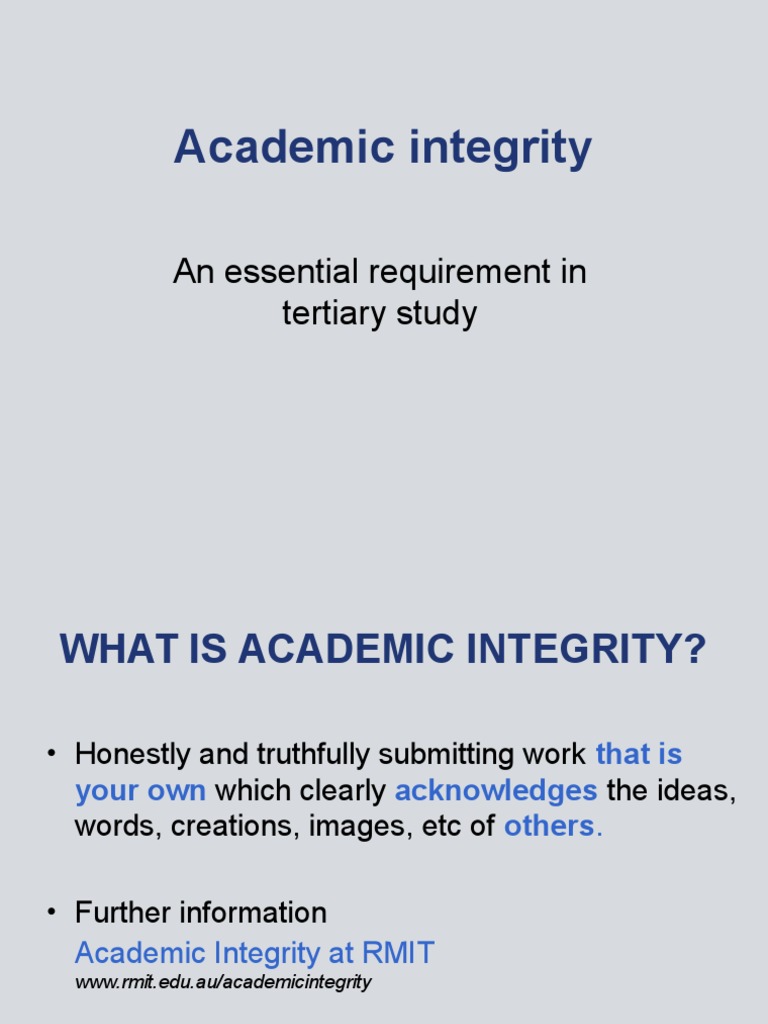Academic Integrity: An Essential Requirement in Tertiary Study | PDF