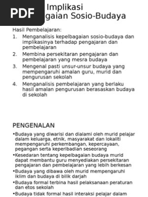 Tajuk 3 Implikasi Kepelbagaian Sosio Budaya Pdf
