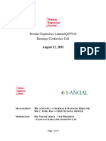 Transcript of Conference Call Pertaining To The First Quarter Ended June 30, 2015 Results (Company Update)