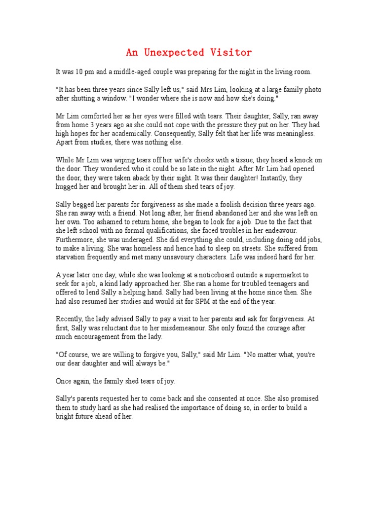 An unexpected visitor comprehension answers picture