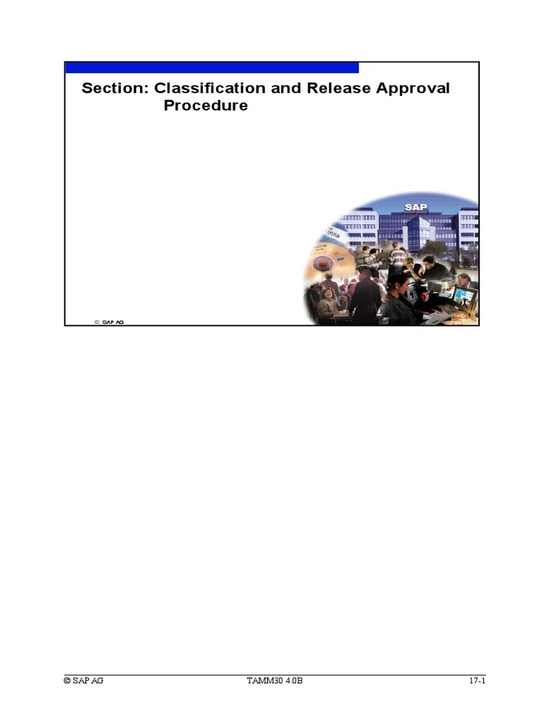 Section: Classification and Release Approval Procedure: © Sap Ag TAMM30 ...