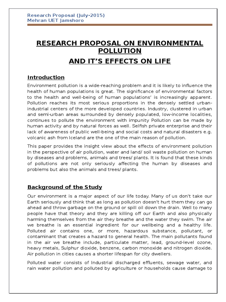 pollution research paper examples