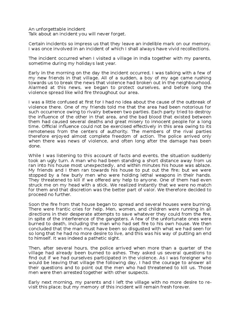 an incident essay