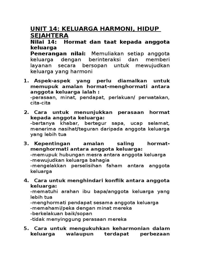 Nilai 14 Hormat Dan Taat Kepada Anggota Keluarga Pdf