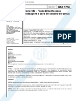 NBR 5738 - Moldagem e Cura de Corpos-De-prova Cilindricos Ou Prismaticos de Concreto