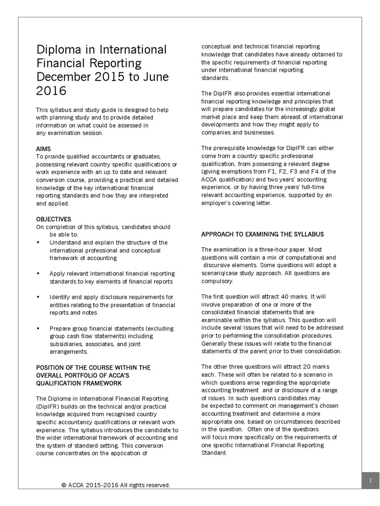 Diploma IFRS Study Guide | PDF