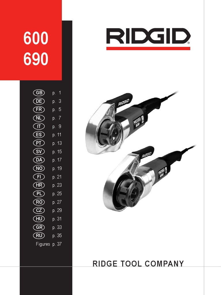 RIDGID 600 & 690 Threader Manual | PDF | Switch | Equipment