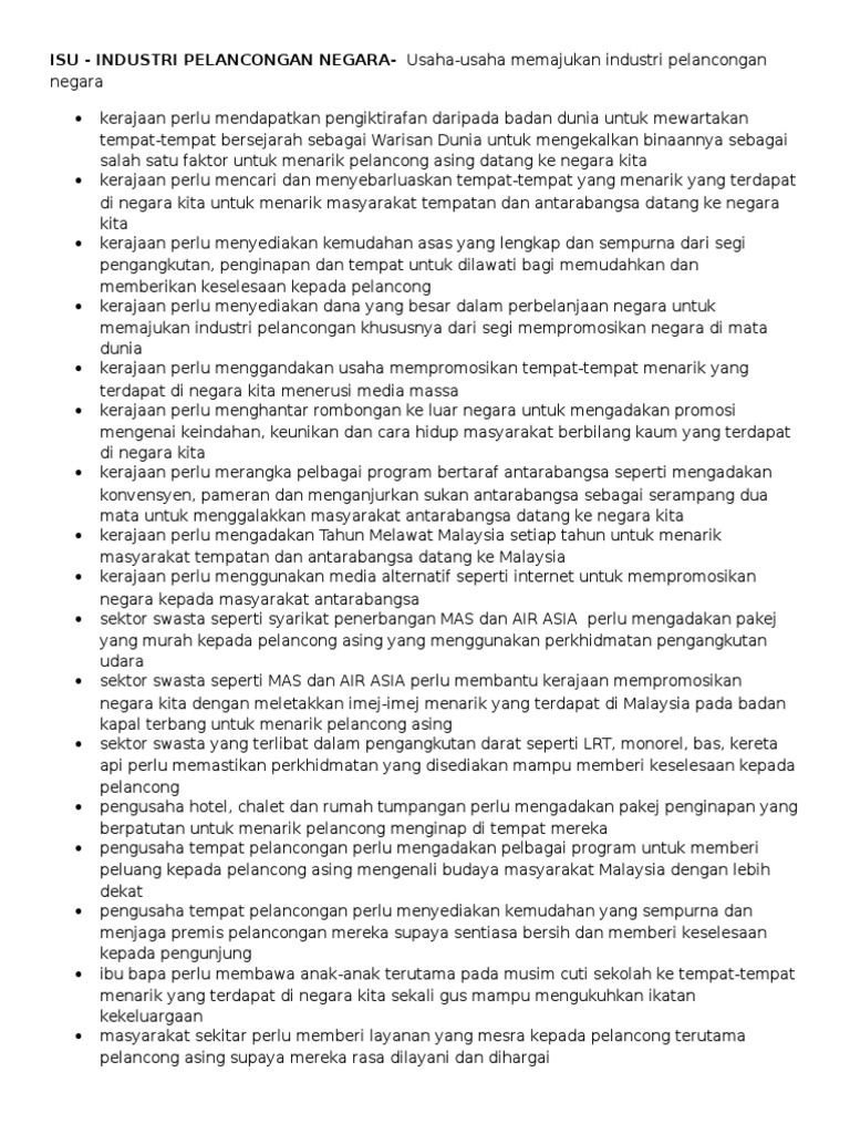 Cara Memajukan Industri Pelancongan Pdf