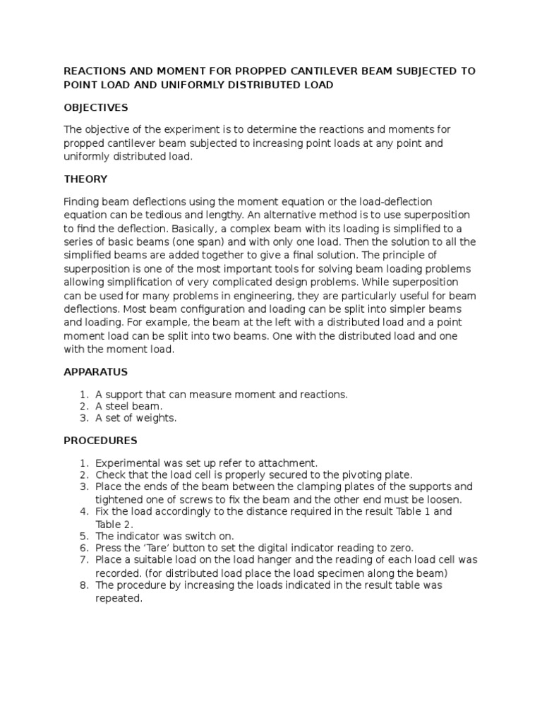 Propped Cantilever Beam Reactions Analysis | PDF | Beam (Structure ...
