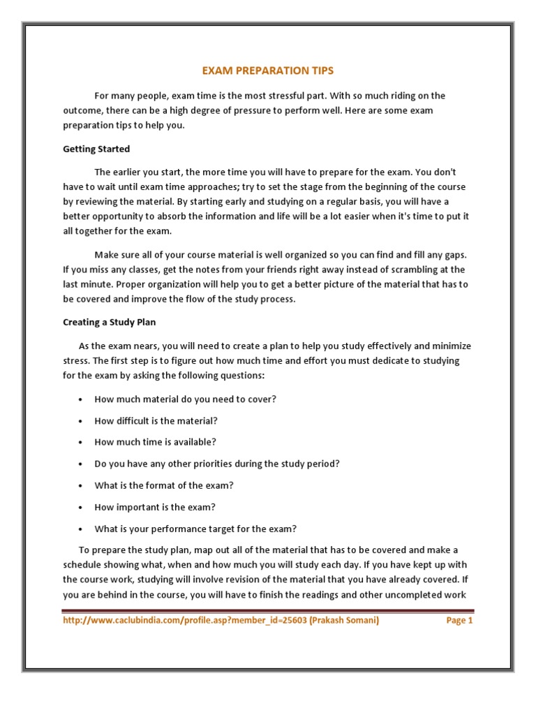 Exam Prep Tips for Student Success | PDF | Flashcard | Test (Assessment)