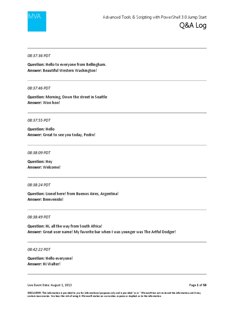 PowerShell 3.0 Jump Start Q&A Log | PDF | Microsoft Windows | Ibm Pc ...