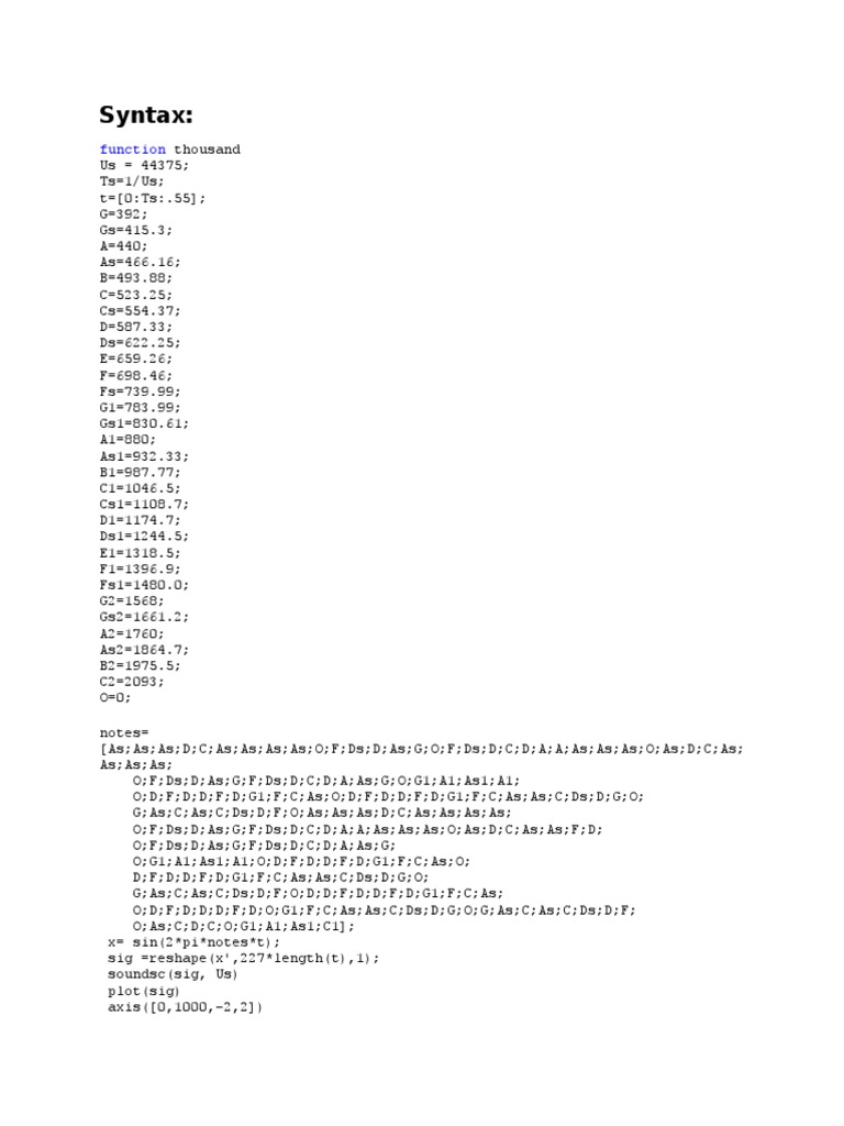 Sound Synthesis and Plotting Code | PDF