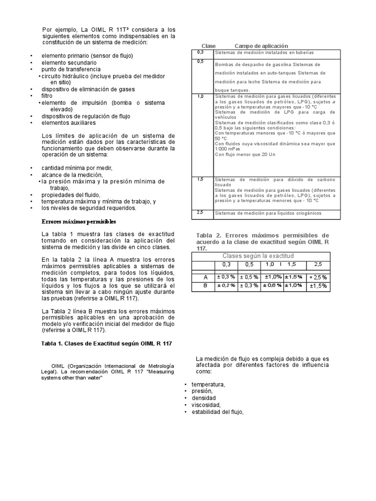 Sistemas de Medición según OIML R 117 | PDF | Gases | Líquidos