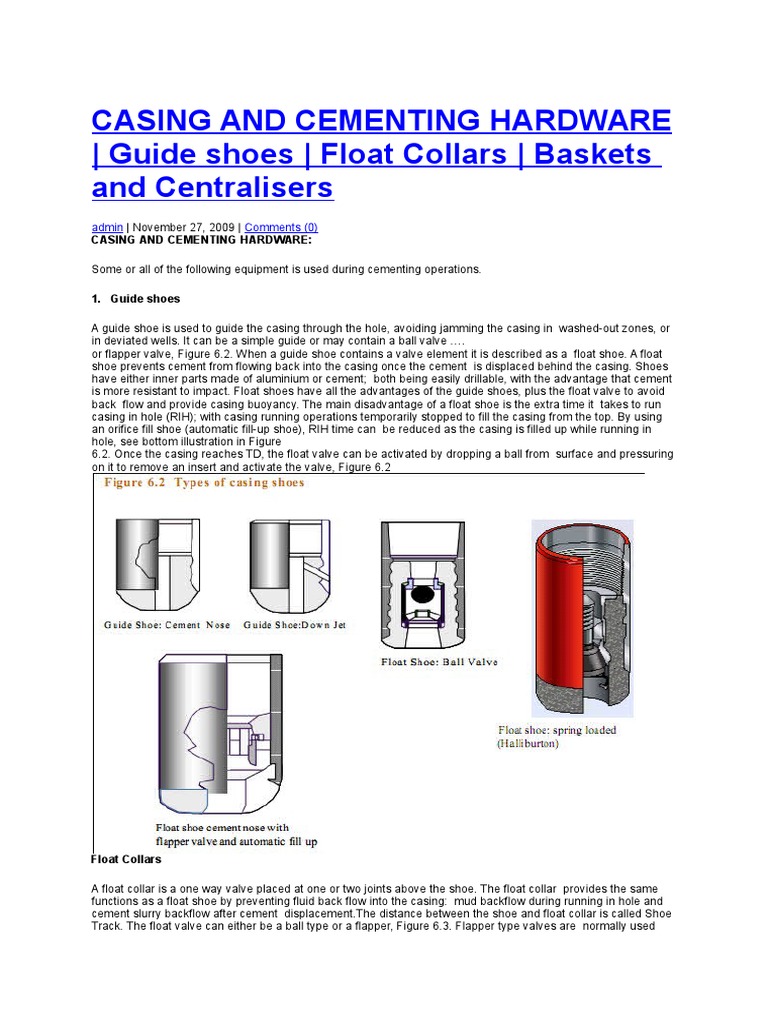 Casing and Cementing Hardware | PDF | Casing (Borehole) | Buoyancy