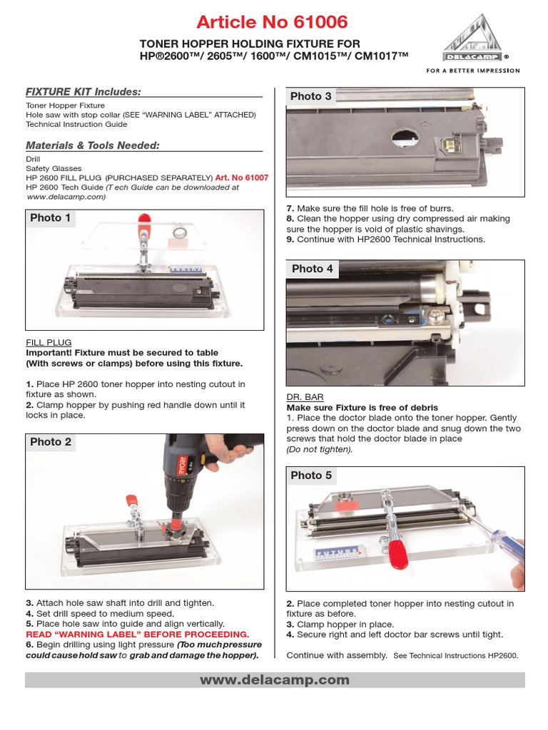HP 2600 Toner Hopper Fixture Guide | PDF | Technology & Engineering