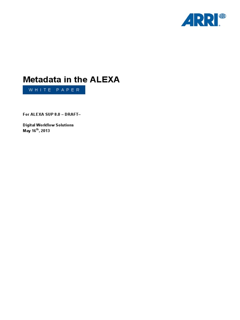 ALEXA Metadata Overview and Updates | PDF | Digital Technology | Imaging