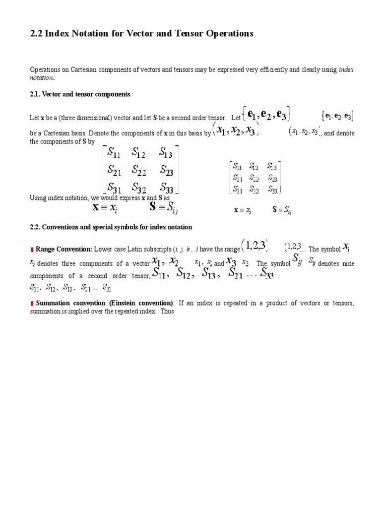 Tensor Notation | PDF | Tensor | Eigenvalues And Eigenvectors