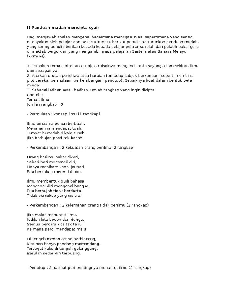 Gratis Download Gambar Cara Belajar Mencipta Syair Terbaru oleh Cikimm