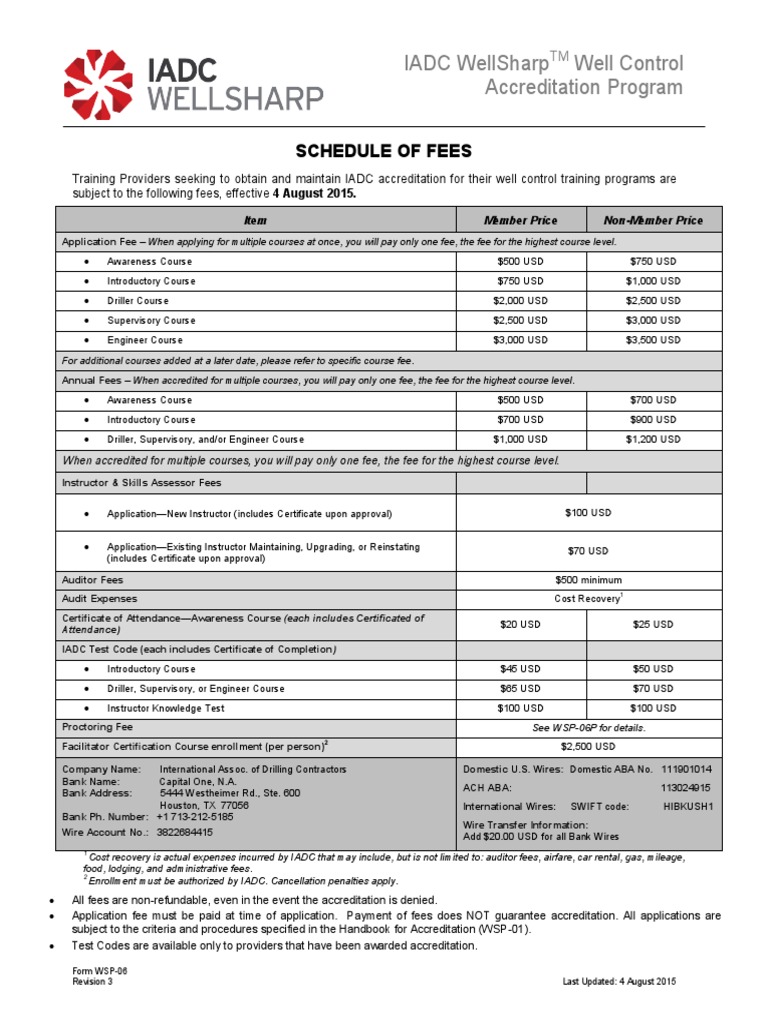WSP06 FeeSched Rev3 PDF Wire Transfer Fee