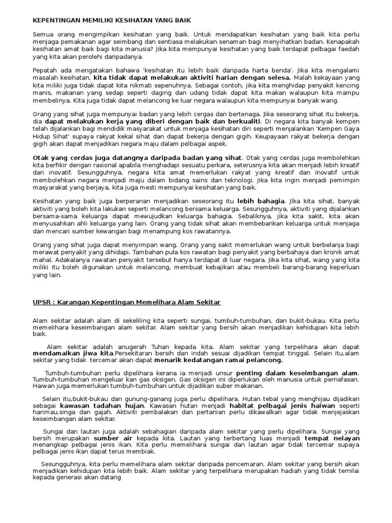Kepentingan Memiliki Kesihatan Yang Baik Pdf