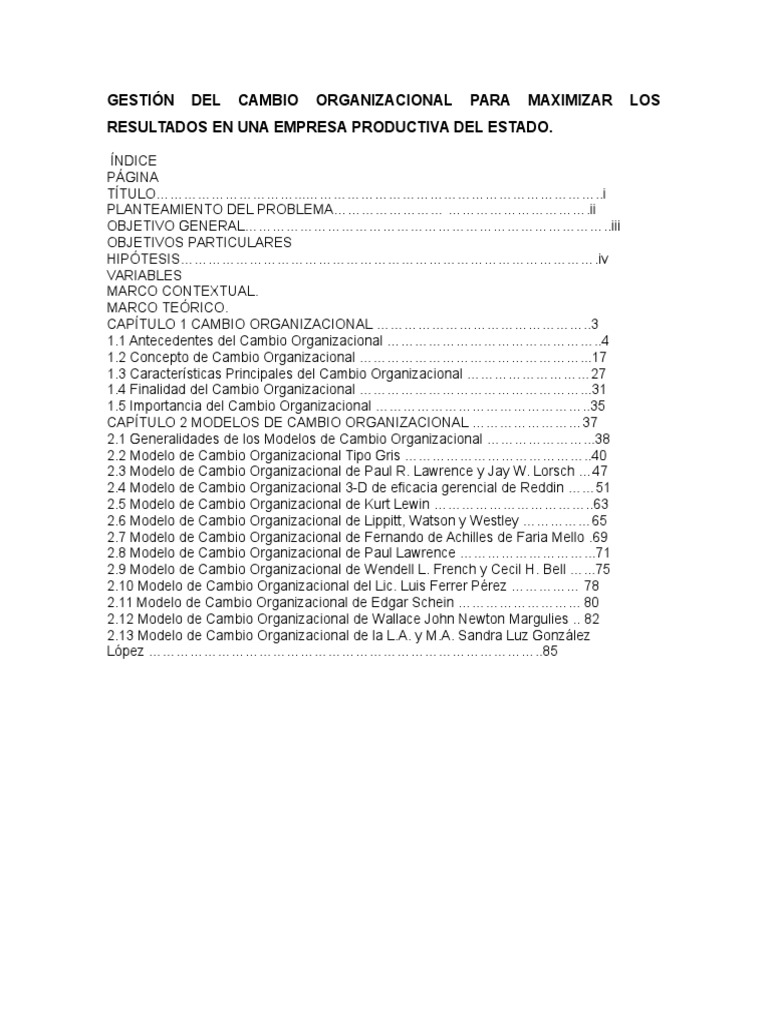 Modelos de Cambio Organizacional Efectivos | PDF | Gestión del cambio ...