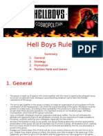 Hell Boys Rules: 1. General 2. Strategy 3. Promotion 4. Position Held and Teams
