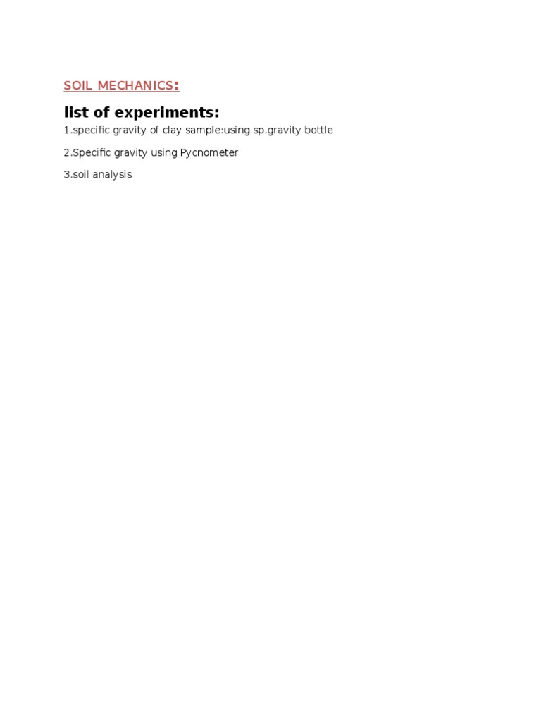 Soil Mechanics Experiments Overview | PDF