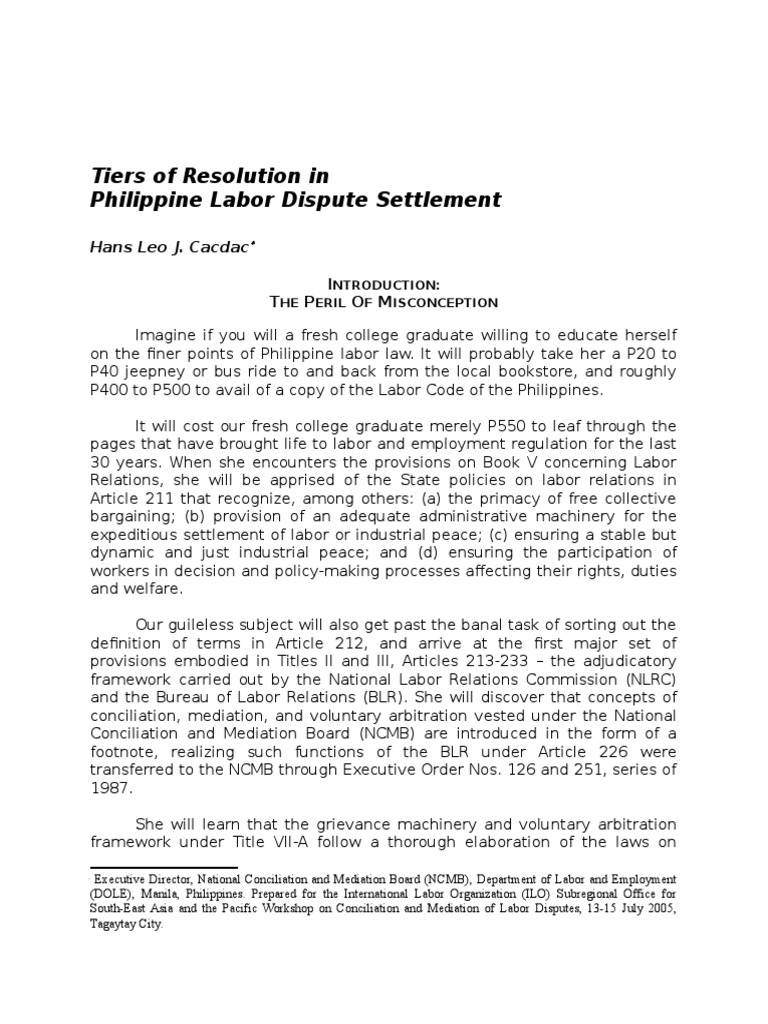 Tiers of Resolution InthePhilippines | PDF | Alternative Dispute ...