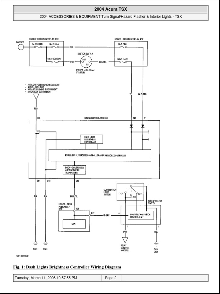 2004 Acura TSX Interior Lights Wiring Diagram | PDF | Electrical