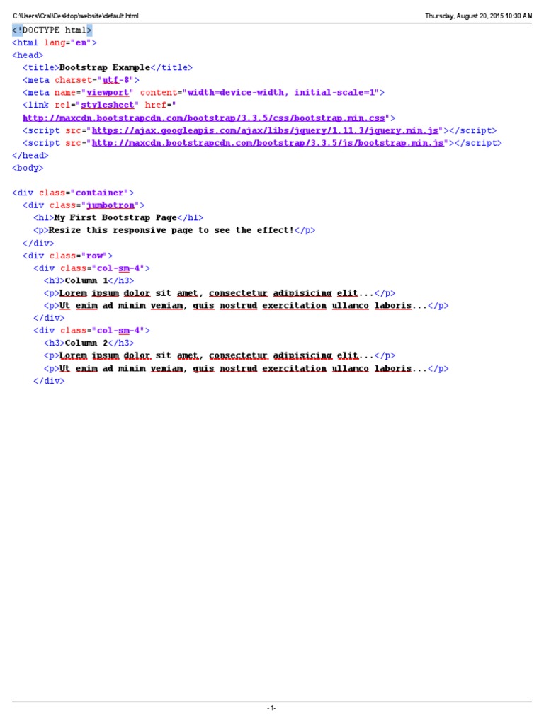 Bootstrap Responsive Page Example | PDF | Computers