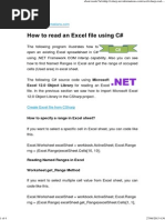 How To Read An Excel File Using C#