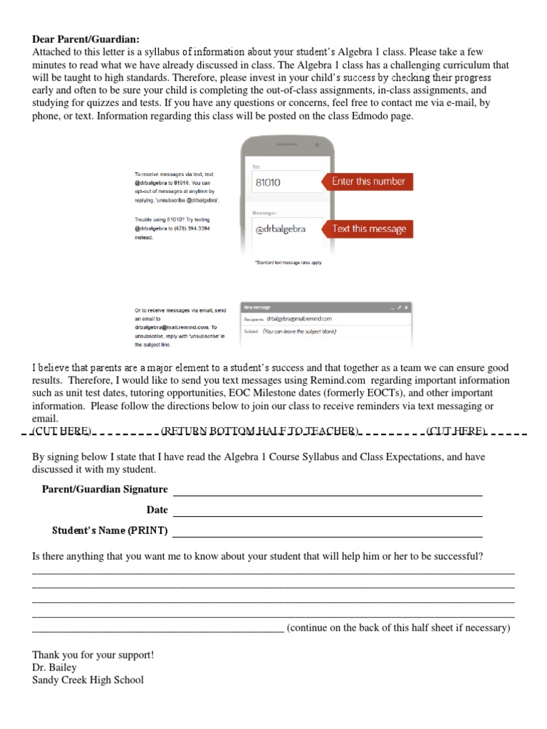 bailey 2015-16 algebra 1 syllabus | Homework | Test (Assessment)