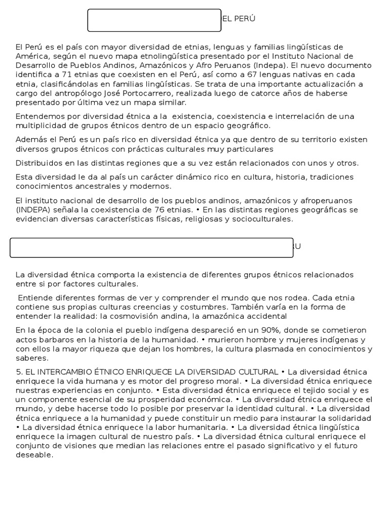 Diversidad Étnica en el Perú | PDF | Diversidad cultural | Grupos étnicos