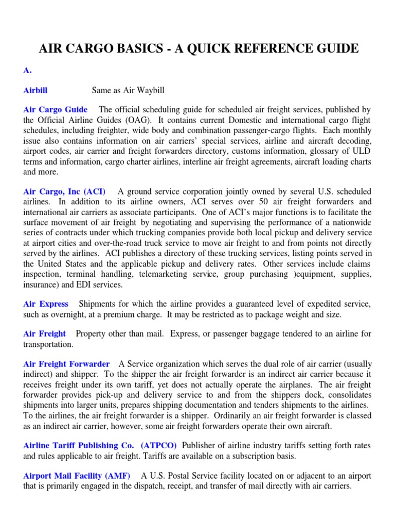 Air Cargo Basics Reference Guide | PDF | Cargo | Dangerous Goods
