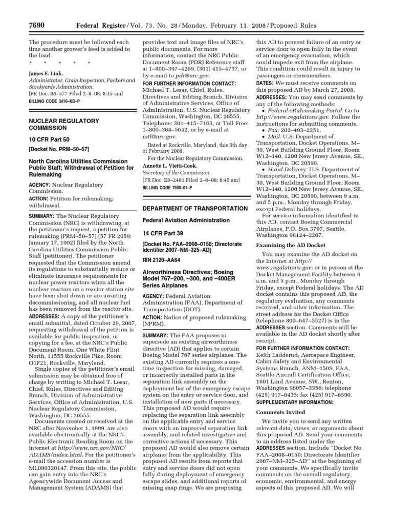 NRC Withdraws Nuclear Rulemaking Petition | PDF | Federal Aviation ...